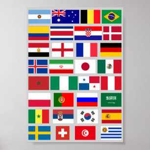 Original FOOTBALL SOCCER TEAM FLAGS 2018 pattern Poster