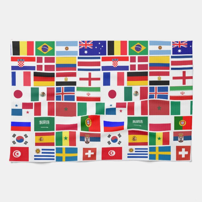 Original FOOTBALL SOCCER TEAM FLAGS 2018 pattern Tea Towel (Horizontal)