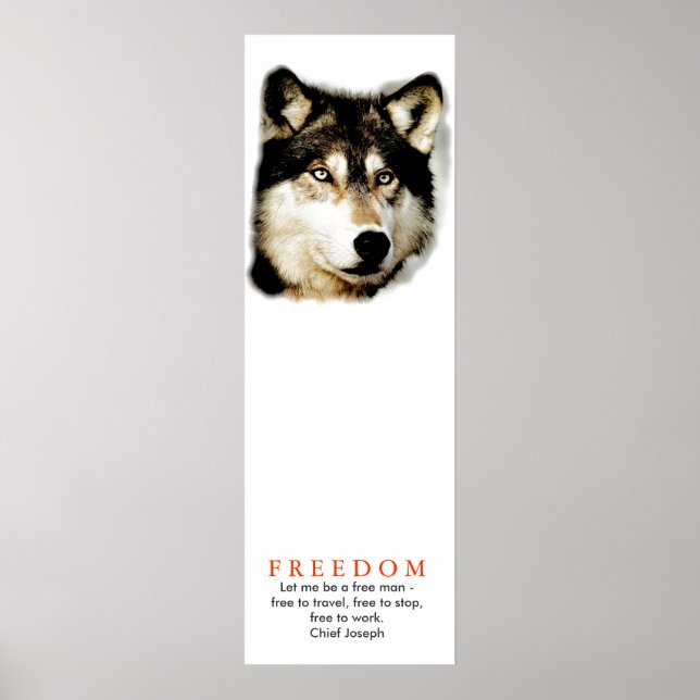 Original Freedom Motivational Wolf Poster Print (Front)