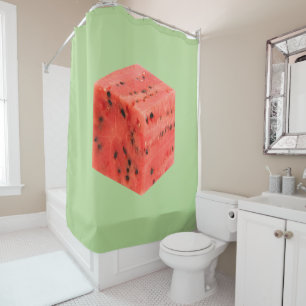 Original Fresh Sweet Red Watermelon Food Cube Shower Curtain