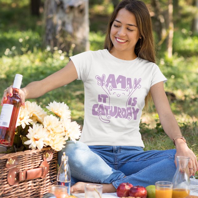 Original Fun Happy Cat Pun It Is Caturday Saturday T-Shirt (Creator Uploaded)