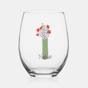 Original Fun Quirky Flower Stemless Wine Glass