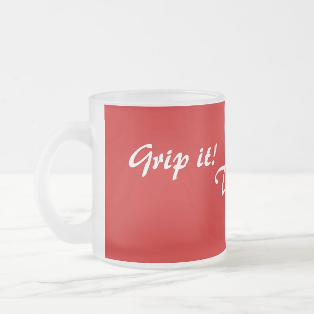 original fun text rhyming drinking slogan frosted glass coffee mug (Left)