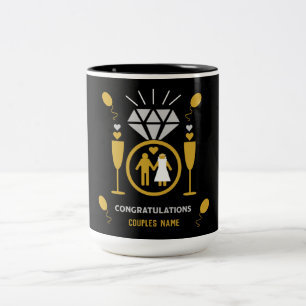 Original Funny Engagement Congratulations Gift Two-Tone Coffee Mug