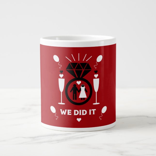 Original Funny Engagement Congratulations   Large Coffee Mug (Front)