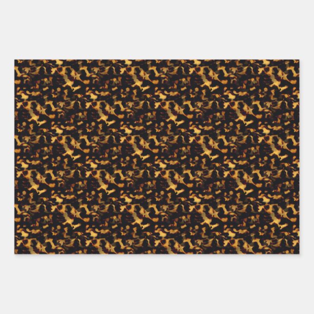 Original Gold and Brown Tortoiseshell Seamless Rep Wrapping Paper Sheet (Front)