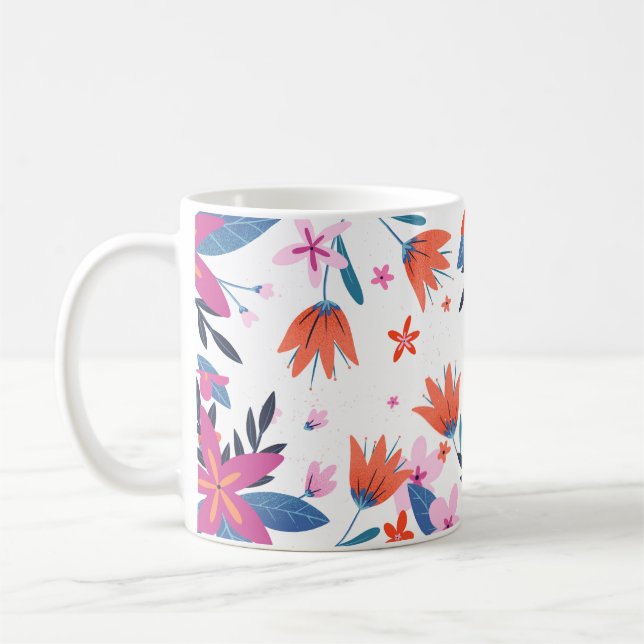 Original graphic design bold florals coffee mug (Left)