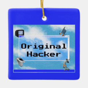 Original Hacker Custom Text Windows 95 Theme Ceramic Ornament