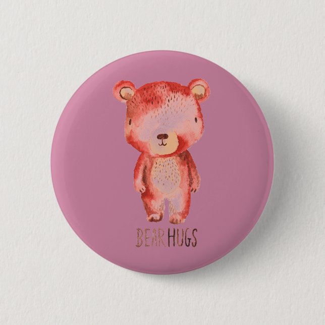 Original hand drawn cute bear design 6 cm round badge (Front)