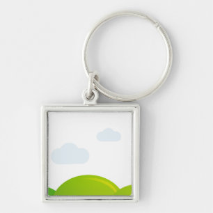 Original handdrawn keychaine : silver key ring