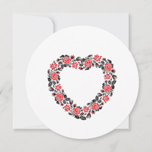 Original Heart of cross-stitch red rose flowers