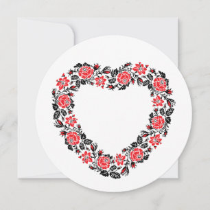 Original Heart of cross-stitch red rose flowers