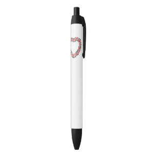 Original Heart of cross-stitch red rose flowers Black Ink Pen