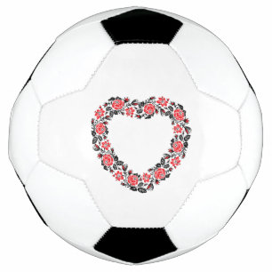 Original Heart of cross-stitch red rose flowers Football