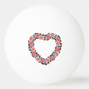 Original Heart of cross-stitch red rose flowers Ping Pong Ball