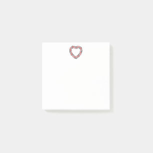 Original Heart of cross-stitch red rose flowers Post-it Notes
