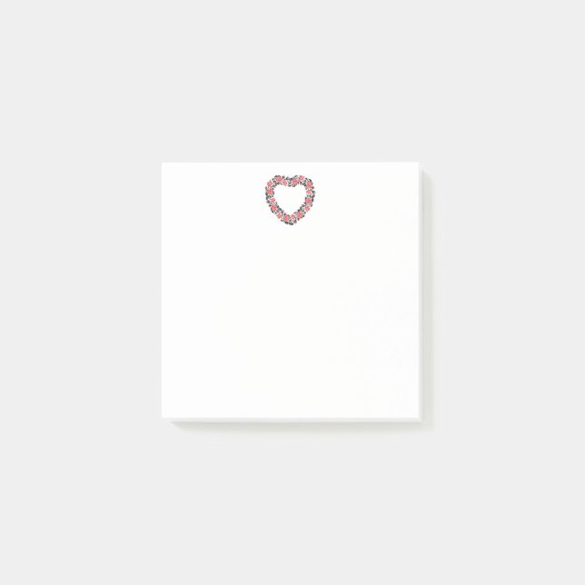 Original Heart of cross-stitch red rose flowers Post-it Notes (Front)