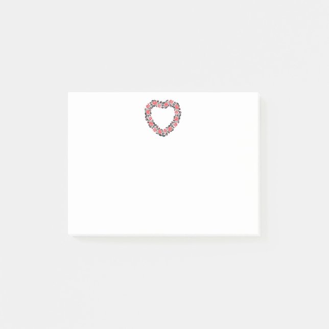 Original Heart of cross-stitch red rose flowers Post-it Notes (Front)