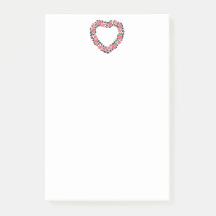Original Heart of cross-stitch red rose flowers Post-it Notes