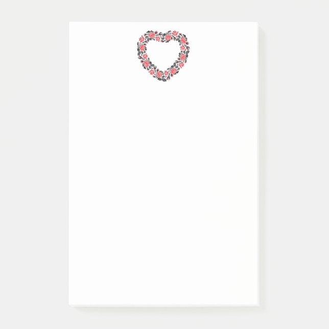 Original Heart of cross-stitch red rose flowers Post-it Notes (Front)