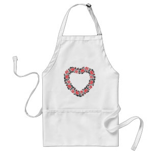 Original Heart of cross-stitch red rose flowers Standard Apron