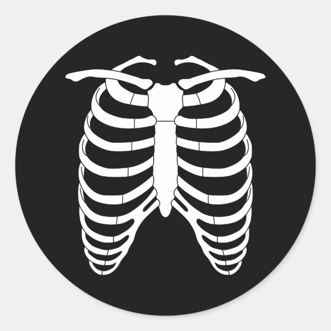 Original Horror Rib cage of a skeleton Halloween Classic Round Sticker (Front)