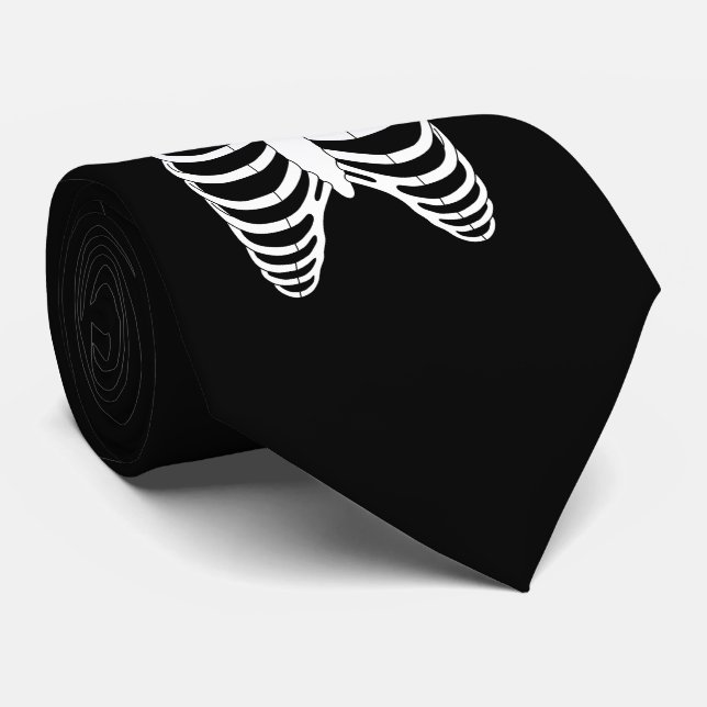 Original Horror Ribcage of a skeleton Halloween Tie (Rolled)