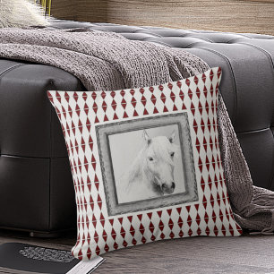 Original Horse Spirit Animal Black White Drawing Cushion