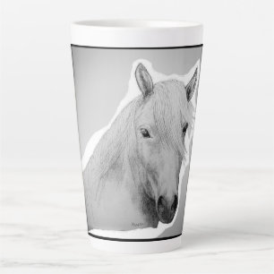 Original Horse Spirit Animal Black White Drawing Latte Mug