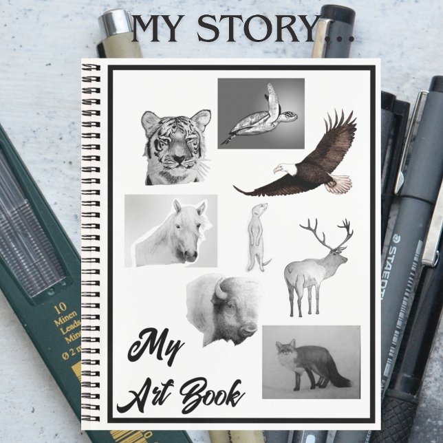 Original Horse Spirit Animal Black White Drawing Notebook (Creator Uploaded)