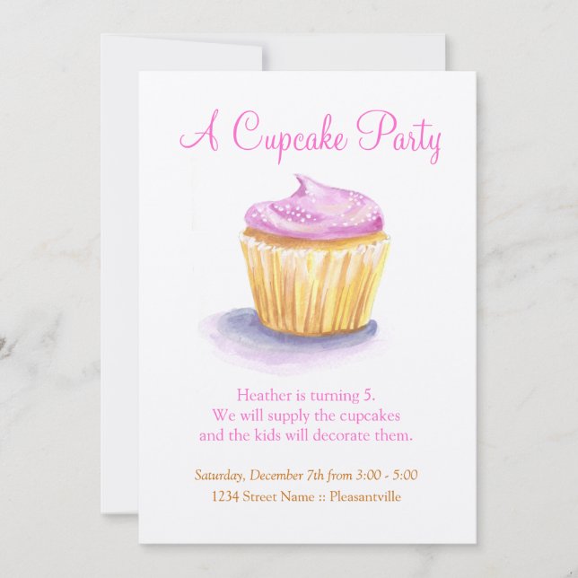 Original Illustration Cupcake Invitations (Front)