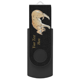 original illustration of scruffy mixed breed dog USB flash drive