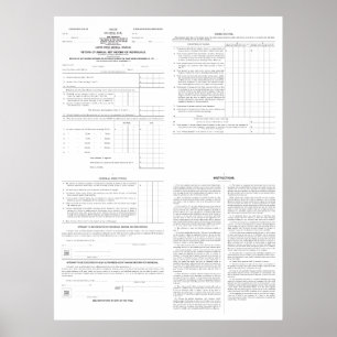 Original Income Tax Form 1040 from 1913 (4) Pages Poster