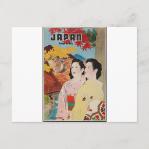 Original Japan in autumn Nikko vintage poster 50s Postcard