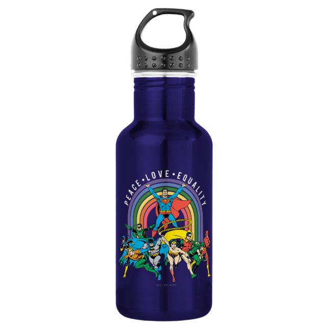 Original Justice League - Peace, Love, Equality 532 Ml Water Bottle (Front)