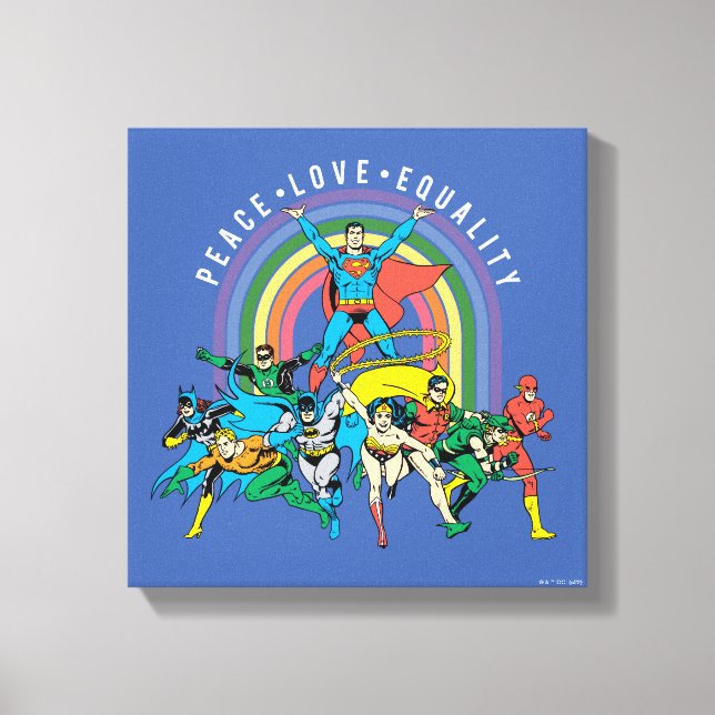 Original Justice League - Peace, Love, Equality Canvas Print (Front)