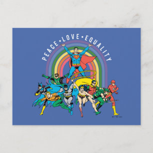 Original Justice League - Peace, Love, Equality Postcard