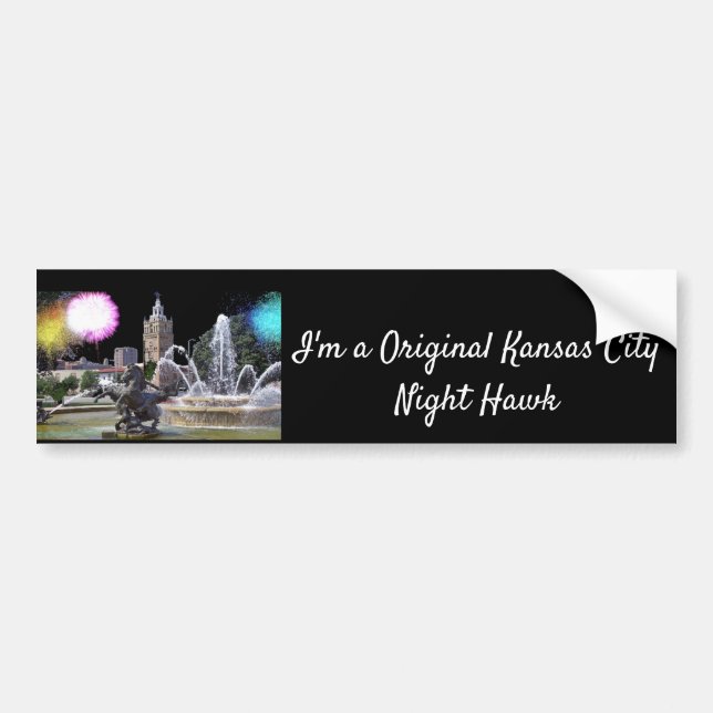 Original Kansas City Night Hawk: Plaza Fountain Bumper Sticker (Front)