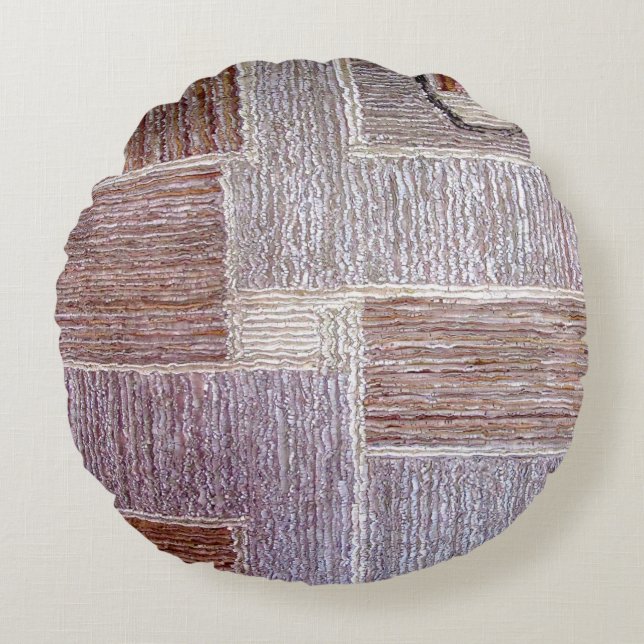 Original leather carpet craft round cushion (Front)