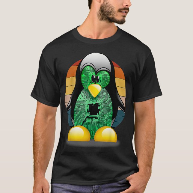 Original Linu Retro uni geek proud coding gift T-Shirt (Front)