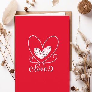 Original Love Poetry Cute Red Heart Valentines Day Card