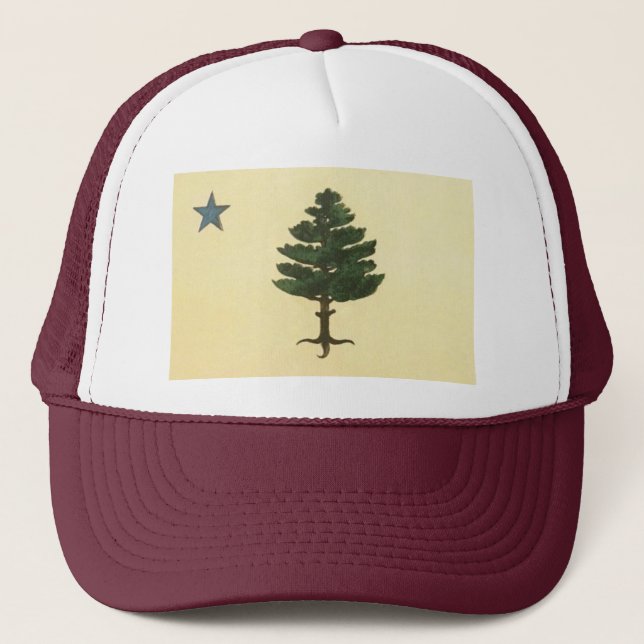 Original Maine State Pine Tree Flag Trucker Hat (Front)