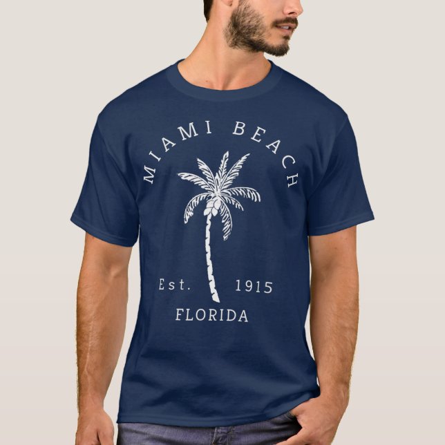 Original Miami Beach Palm Tree Novelty Art Surf T-Shirt (Front)
