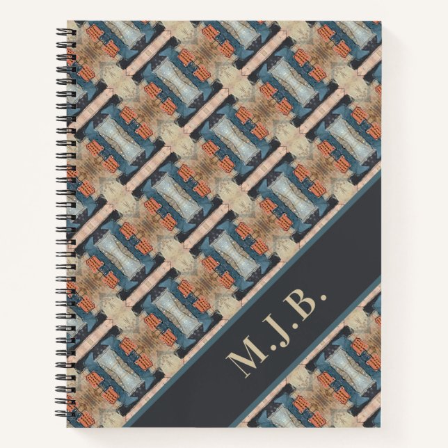 Original Mixed Media Pattern Monogram QR Code Notebook (Front)