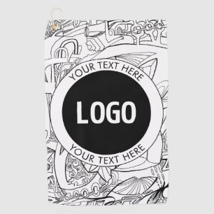 Original Modern Line Artwork & Your Logo Golf Towel