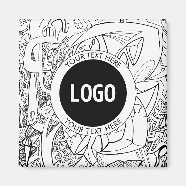 Original Modern Line Artwork & Your Logo Magnet (Front)