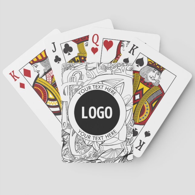 Original Modern Line Artwork & Your Logo Playing Cards (Back)