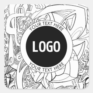 Original Modern Line Artwork & Your Logo Square Sticker