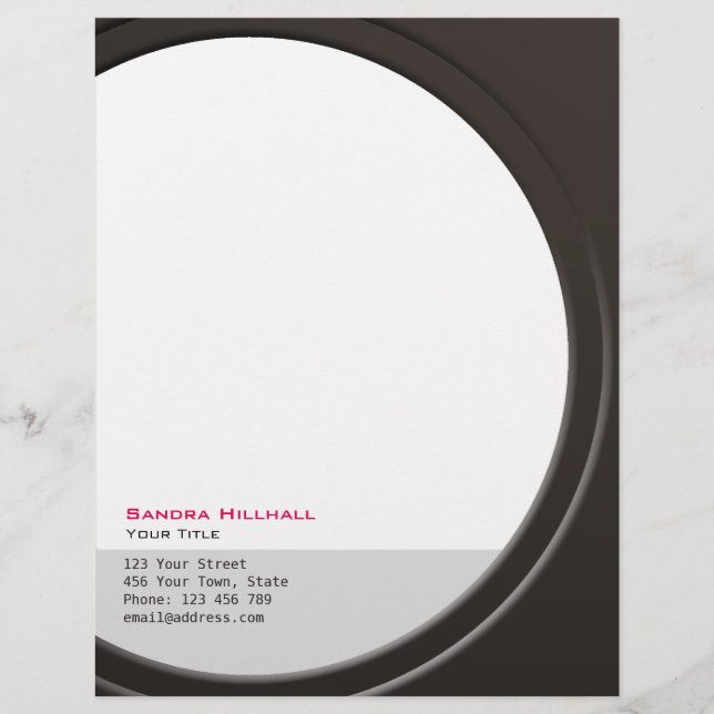 Original Modern Metallic any Text and Colour Personalized Letterhead (Front)