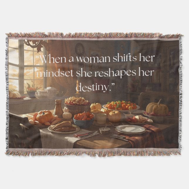  Original Motivational Quote “Mindset to Destiny" Throw Blanket (Front)